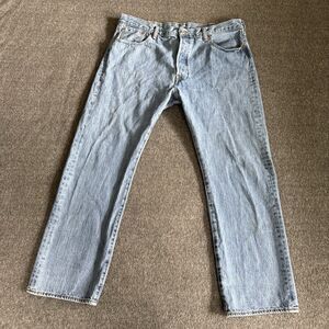 Levi's 501 Straight Leg Jeans Men's 38x29 Blue Cotton Pockets Red Tab Button Fly